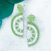 Beaded Lime Slice Earrings