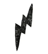 Lightning Bolt Appliqué - Black Sequins/Beads 12” x 4”