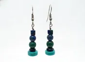 .925 Lapis, Malachite, and Turquoise Earrings · Jewelry · wire · Blue, Green, Teal