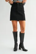 Just Black Mini A Line Frayed Skirt - BLACK