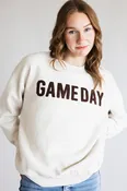 1897 Active Chenille Patch Game Day Sweatshirt for Women in Beige | GT809-BEIGE