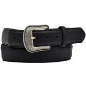44 In 3D Belt Western Mens Basic Leather Overlay Silver Buckle Black