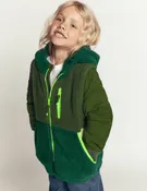 2-in-1 Borg Mix Panel Jacket-Khaki