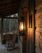 Rustic Electric Oil Lantern Wall Sconce - Large Hurricane Glass - Cabin & Farmhouse Lighting MUS117 Flat Black
