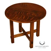 Antique Arts And Crafts Mission Quarter-Sawn Oak Round Table
