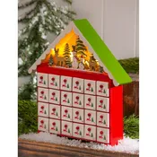 12” Tall LED Wooden Calendar with Functioning Drawers Table D?cor