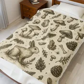 Mushroom & Rabbit Plush Blanket