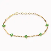 5 Prong Emerald Quad Station Box Chain Bracelet