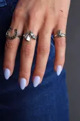 .5" 18K  White Gold Plated Adjustable Horse Head, Cowboy Boot and Horse Shoe Ring Set