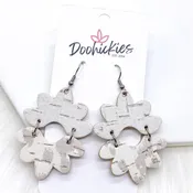 2.5" Linen & Nude Leopard Blossom Corkies -Earrings