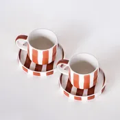 Espresso Stripes Cup & Saucer, set of two