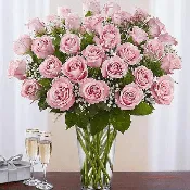 3 Dozen Pink Rose Vase