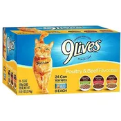 9 Lives Cat Food Poultry and Beef Variety 24 Pack