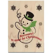 Holiday Wood Folding Card - Brrrr Snowman