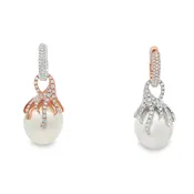 14kt Rose And White Gold Diamond And Pearl Earrings