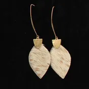 Blazin Roxx Calf Hair Feather Gold Earrings