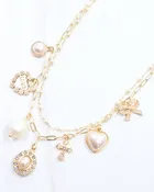 Aki Pearl and Heart Charm Necklace