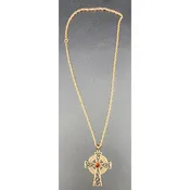 1979 Sarah Coventry Celtic Cross Necklace w/ Amber Gemstone – Limited Edition