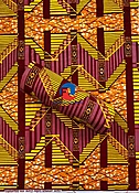 African Veritable Wax Block Print Fabric - Orange, Yellow and Red