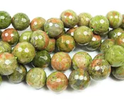 10mm 15.5 Inches Unakite Faceted Round Beads