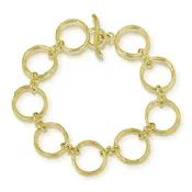 18k Gold Carved Circle Link Bracelet