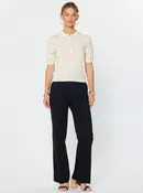 Short-sleeve Knit Polo Top - Ivory