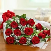 1 Dozen Red Roses Hand Wrapped Bouquet