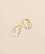 14k Yellow-White Gold Hoop Earrings