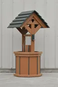 4 ft. Poly Wishing Well with Planter Bucket, Caramel and Green