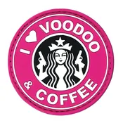 I Love Voodoo & Coffee Rubber Patch (Pink)
