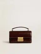 Venezia Bag Small aus dunkelbraunem beschichtetem Leder mit Details in Gold