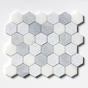 Allure&amp;amp;glacier Textured Hexagon 2 Marble Mosaics 10 3/8x12