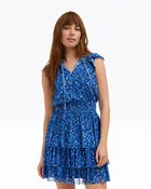 Alana Tiered Dress in Blue Scattered Ditsy
