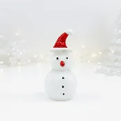 Blown Glass Snowman - Red Santa Hat