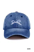 Bow Embroidery Denim Washed Cap (2 Options)