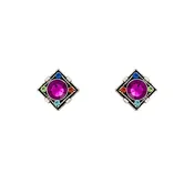 Firefly Architectural Stud Diamond Shape Post Earring in Multi-color