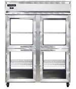 2RENPTHD-GD-GD 2-Section Display Commercial Pass-Thru Refrigerator Extra Wide, Half Doors