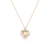 Personalized Star of David Alphabet Hebrew &amp;amp; English Pearl Pendant in 18K Gold