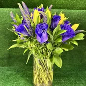 Blue Roses & Yellow Tulips in a Vase