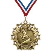 2.25" 10 Star Cheerleading Medal – Gold, Silver & Bronze with 30 Ribbon Options