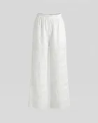 Ladies airy Palazzo pants made of high-quality linen with embroidered details