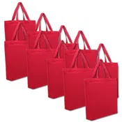 10 Pack of Blank Canvas Tote Bags - Red Color - 14.5x17x3 - 100% Cotton