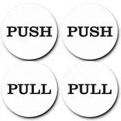 2" Round Push Pull Door Signs (White) - 2 sets (4pcs)