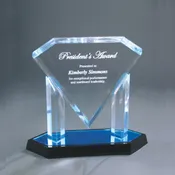 11 Inch Blue Floating Acrylic Diamond Trophy