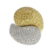 18K Yellow and White Gold Domed Bypass Ring