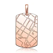 14k Rose Gold Women’s Map Dog Tag Pendant