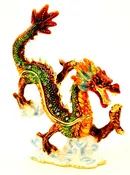 Ancient Asian Dragon Trinket Box Hand Crafted with Austrian Crystals