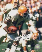 Leroy Kelly Signed Cleveland Browns White Jersey With Football Action 8x10 Photo w/HOF'94