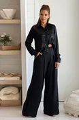 Black Button Down Shirt And Pants Set