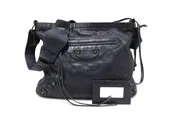 Authentic Balenciaga Blue Agneau Classic Hardware Flat Messenger